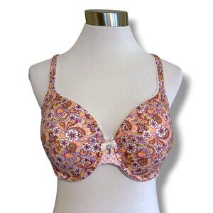 Victorias Secret 36C Bra Pink Floral Body By Victoria Lined Perfect Coverage